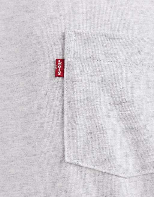 Levi's - T-shirt met label op borstzak in gemêleerd grijs, 5 van 5