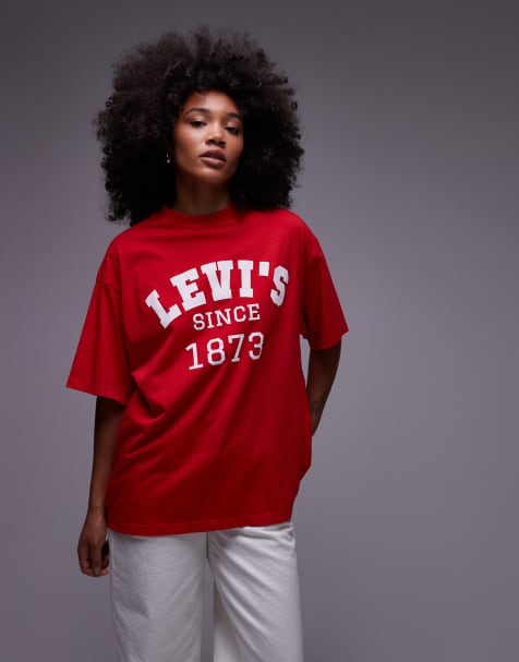 Levi's - T-shirt met logo in college-stijl in rood - view 1