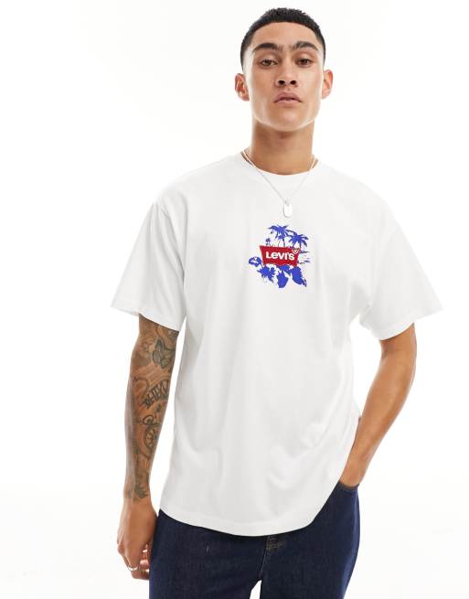 Levi's - T-shirt met logo in palmprint in het midden en print op de rug in wit, 2 van 4