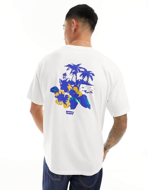 Levi's - T-shirt met logo in palmprint in het midden en print op de rug in wit, 4 van 4