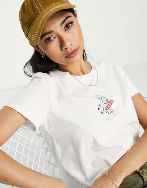 Levi's - T-shirt met logoprint met ezeltje in wit