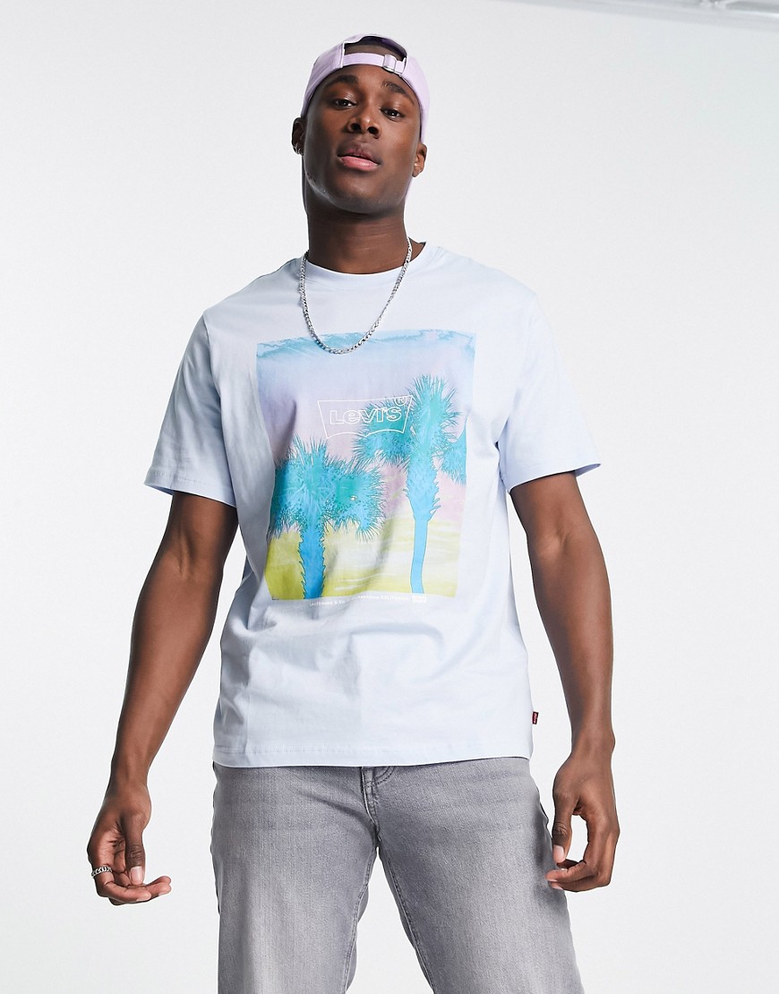 Levi's - T-shirt with palm print on the chest in light blue ASOS NL | StyleSearch