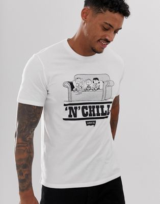 Levi's - T-shirt met 'Peanuts N Chill'-print in wit