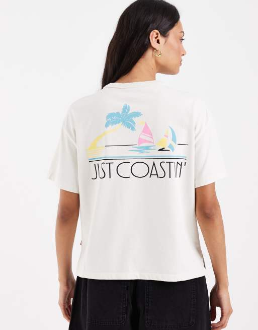 Levi's - T-shirt met print in ecru, 3 van 4