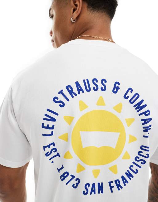 Levi's - T-shirt met print van zon op de voor- en achterkant in wit