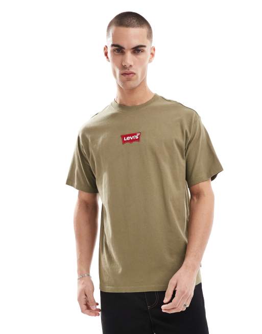 Levi's - T-shirt met vintage pasvorm en batwing logo in het midden in donkergroen