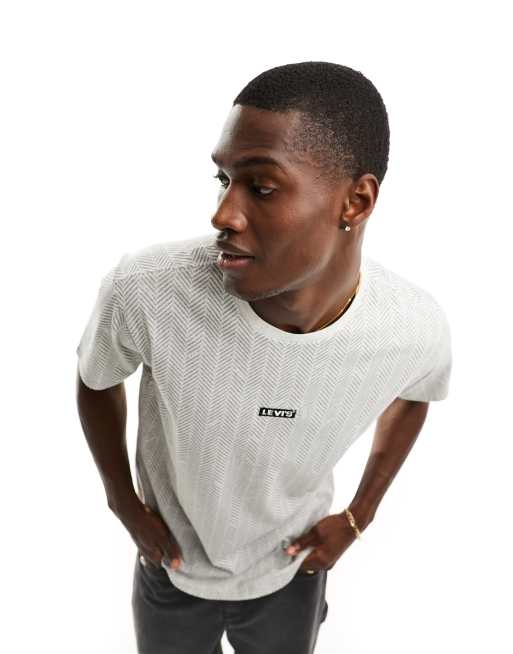 Levi's - T-shirt met visgraatmotief in grijs met contrasterend logo