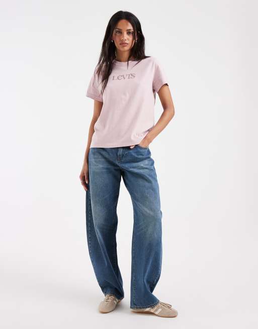 Levi's T-Shirt mit Logo und Strass in Pink, 3 von 4