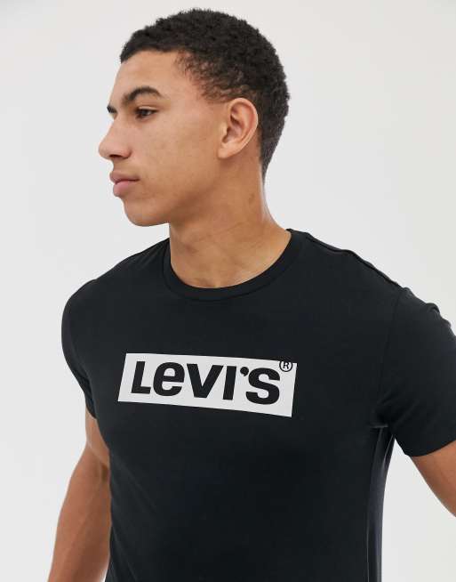 Levi s T shirt nera con logo squadrato