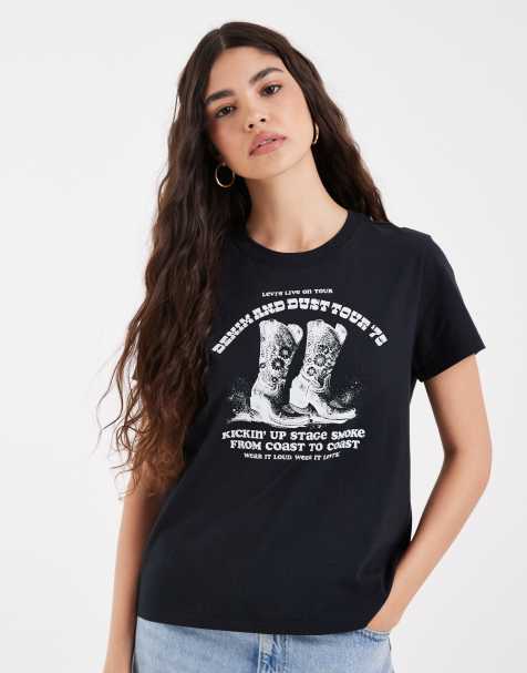 Levi's - T-shirt nera con stampa di stivali - view 1