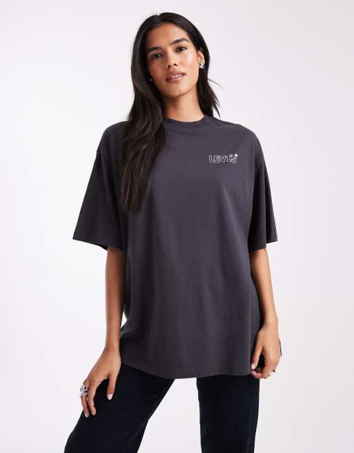 Levi's - T-shirt nera oversize con stampa Star Dust sul retro, 2 di 4