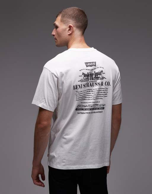 Levi's - T-shirt oversize bianca con stampa “Satisfaction Guarantee” stile vintage sul retro