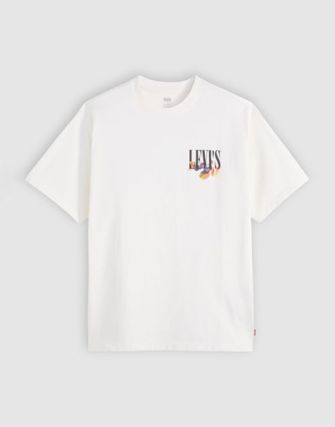 Levi's - T-shirt oversize bianco sporco con stampa vintage del logo sul retro con cocktail e frutta - view 1