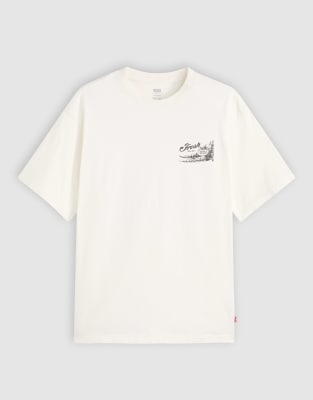 Levi's - T-shirt oversize bianco sporco con stampa vintage sul retro con cassetta di verdure - view 1