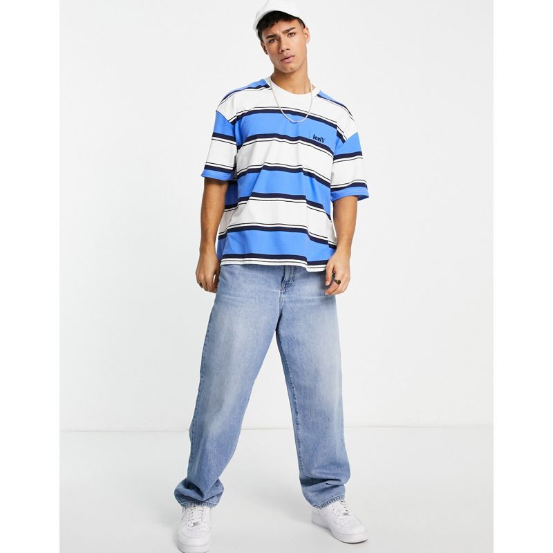 Uomo CMr9z Levi's - T-shirt oversize con tasca e logo blu rigato