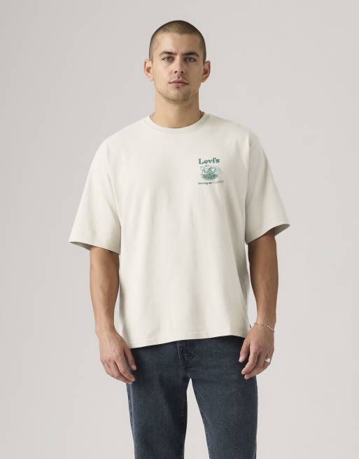 Levi's - T-shirt oversize crema con grafica sul retro, 2 di 4