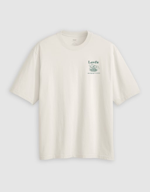Levi's - T-shirt oversize crema con grafica sul retro, 4 di 4