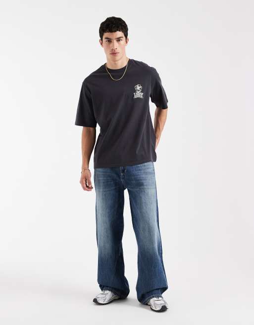 Levi's - T-shirt oversize nero slavato con grafica sul retro, 2 di 5