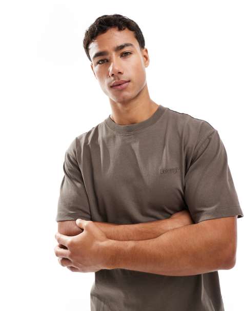 Levi's - T-shirt oversize verde kaki tinta in capo vintage con logo tono su tono - view 1