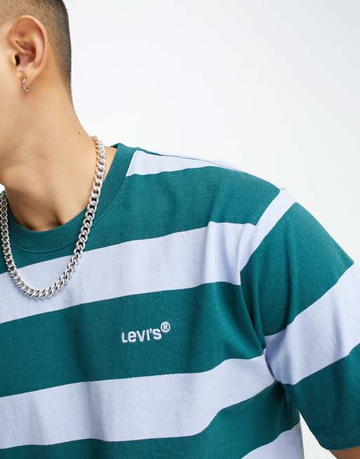 Levi's – T-shirt oversize w zielone i niebieskie paski z małym logo, 2 z 4