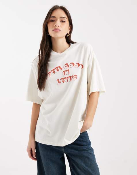 Levi's – T-shirt oversize z grafiką w kolorze ecru - view 1