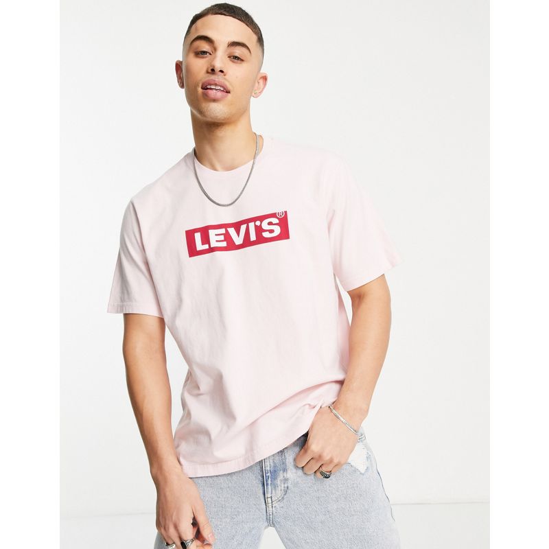 Uomo T-shirt e Canotte Levi's - T-shirt rosa chiaro con riquadro con logo