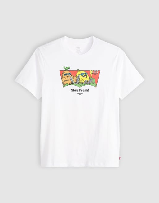 Levi's - T-shirt style vintage avec logo à imprimé fruits et inscription « Stay Fresh » - Blanc
