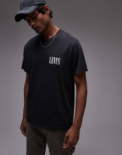 Levi's - T-shirt taglio comodo nera con logo serif - view 1