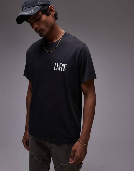 Levi's - T-shirt taglio comodo nera con logo serif