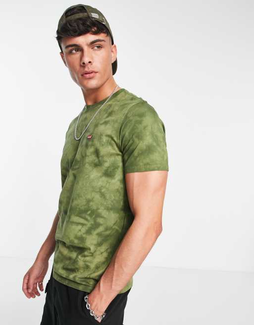 Levi's t-shirt tie dye print with small batwing logo in olive green | ASOS