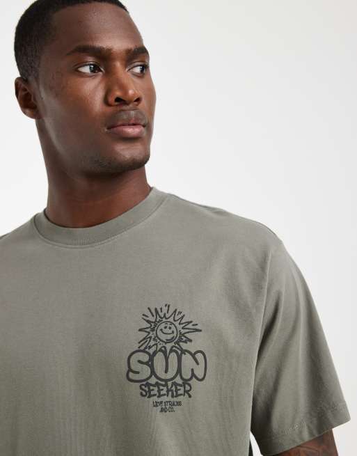 Levi's T-shirt vintage con stampa grafica in kaki