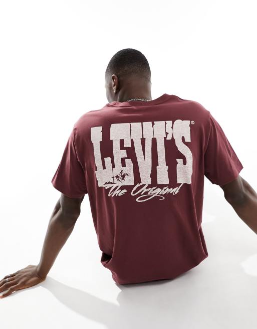 Levi's t-shirt with back print in burgundy red