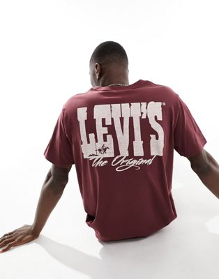 Levi's t-shirt with backprint in burgundy red