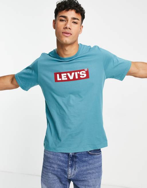 Levi's t-shirt with box tab in teal blue | ASOS