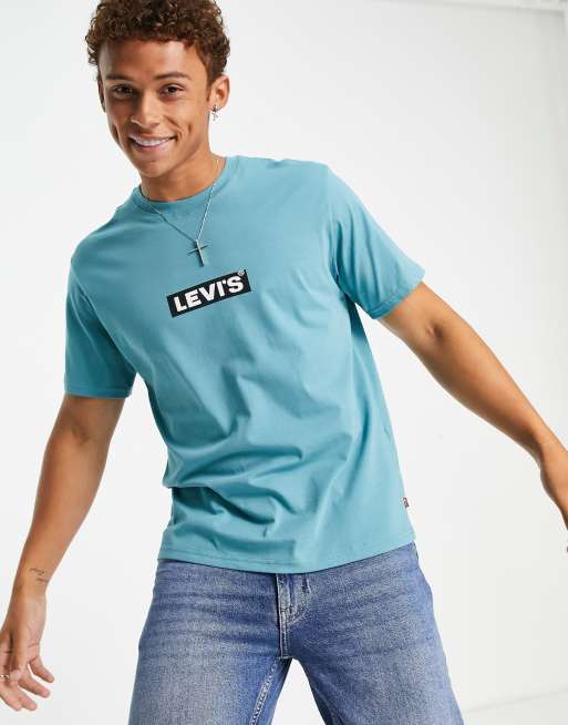 Levi's t-shirt with box tab logo in blue | ASOS