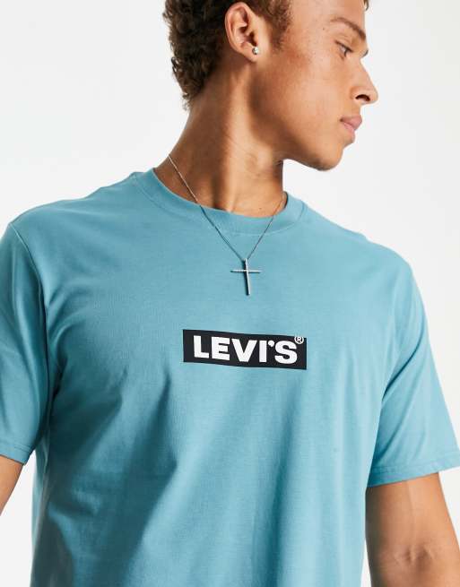 Levi's t-shirt with box tab logo in blue, 3 of 4