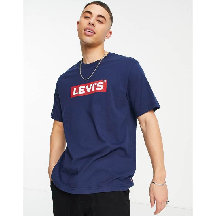 Levi s t shirt with box tab logo in navy