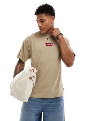 Levi's t-shirt with central batwing logo in tan