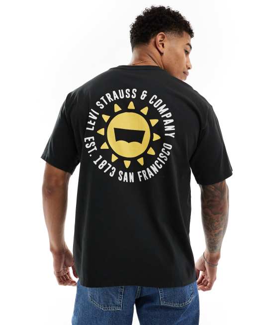 Levi's t-shirt with central sunshine print logo and back print in black