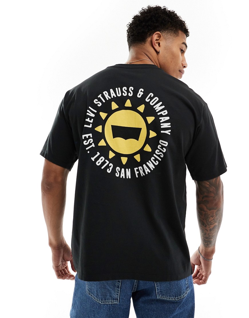 Levi’s t-shirt with central sunshine print logo and backprint in black