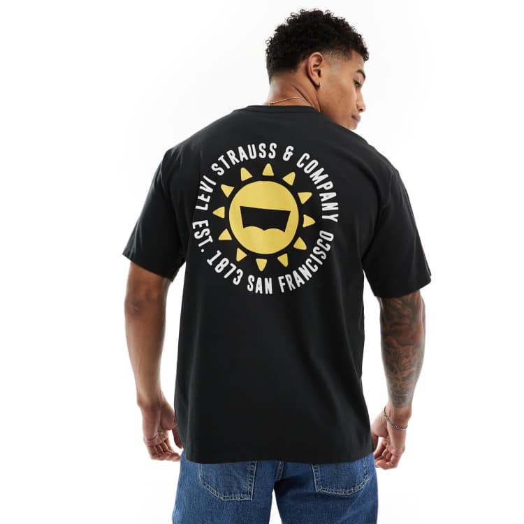 Levi s t shirt with central sunshine print logo and backprint in black ASOS