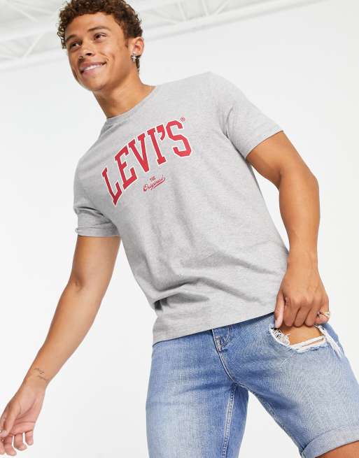 Levi's t-shirt with collegiate logo in grey | ASOS