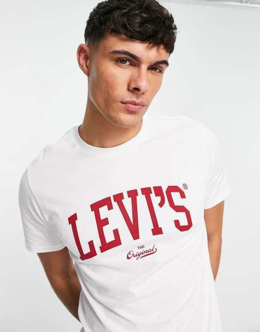 Levis white printed t on sale shirt