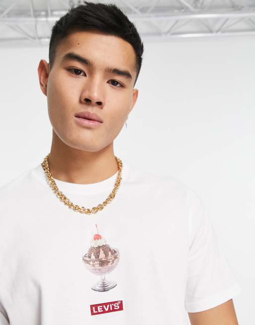 Levi s t shirt with ice cream graphic logo in white