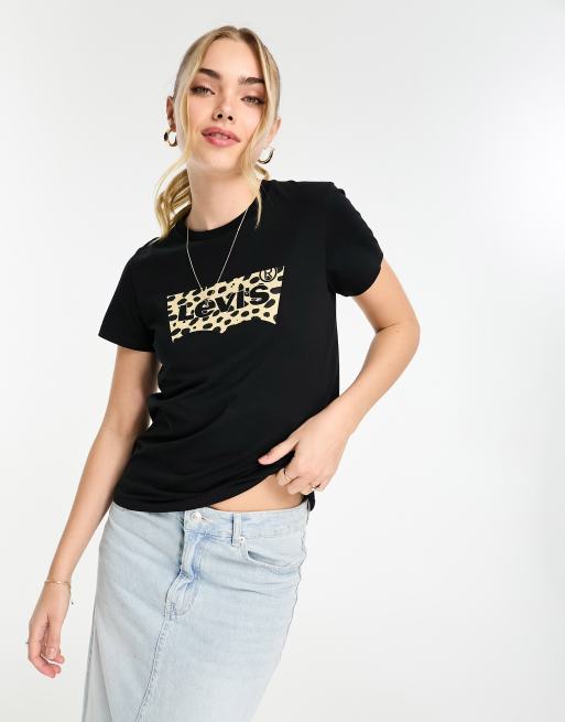 Levi's leopard print t on sale shirt