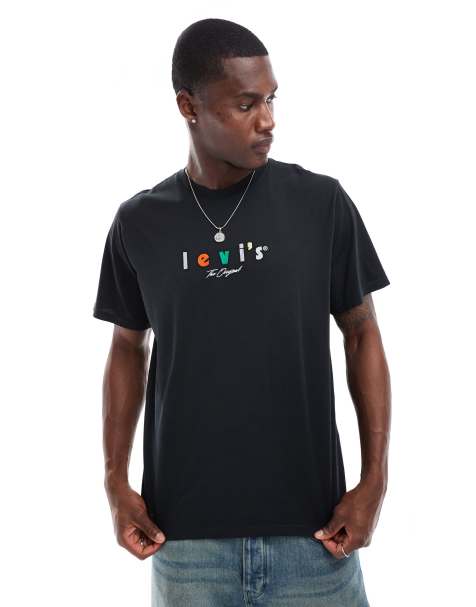 Levi's t-shirt with multi central logo in black - view 1