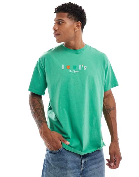 Levi's t-shirt with multi central logo in dark green - view 1