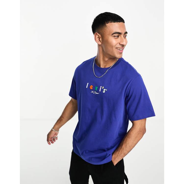 Levi s t shirt with multi central logo in navy