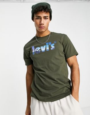 Levi's t-shirt with poster logo mountain print in green - ASOS Price Checker