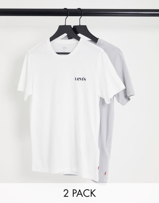 Levi's – T-Shirts in Weiß und Grau im 2er-Set